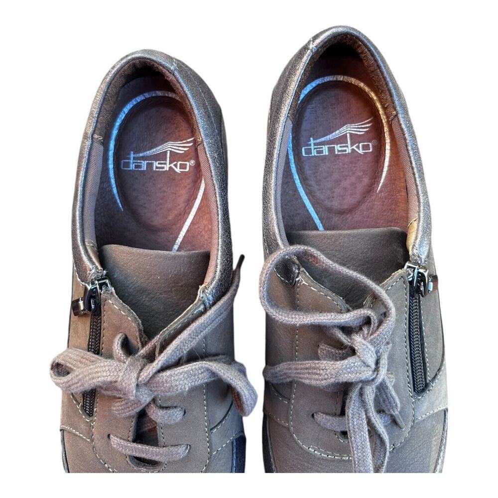 Dansko Loretta Taupe‎ Leather Lace-up Oxford Shoe Metallic Women’s Sz 7.5 EU 38 - Picture 7 of 11